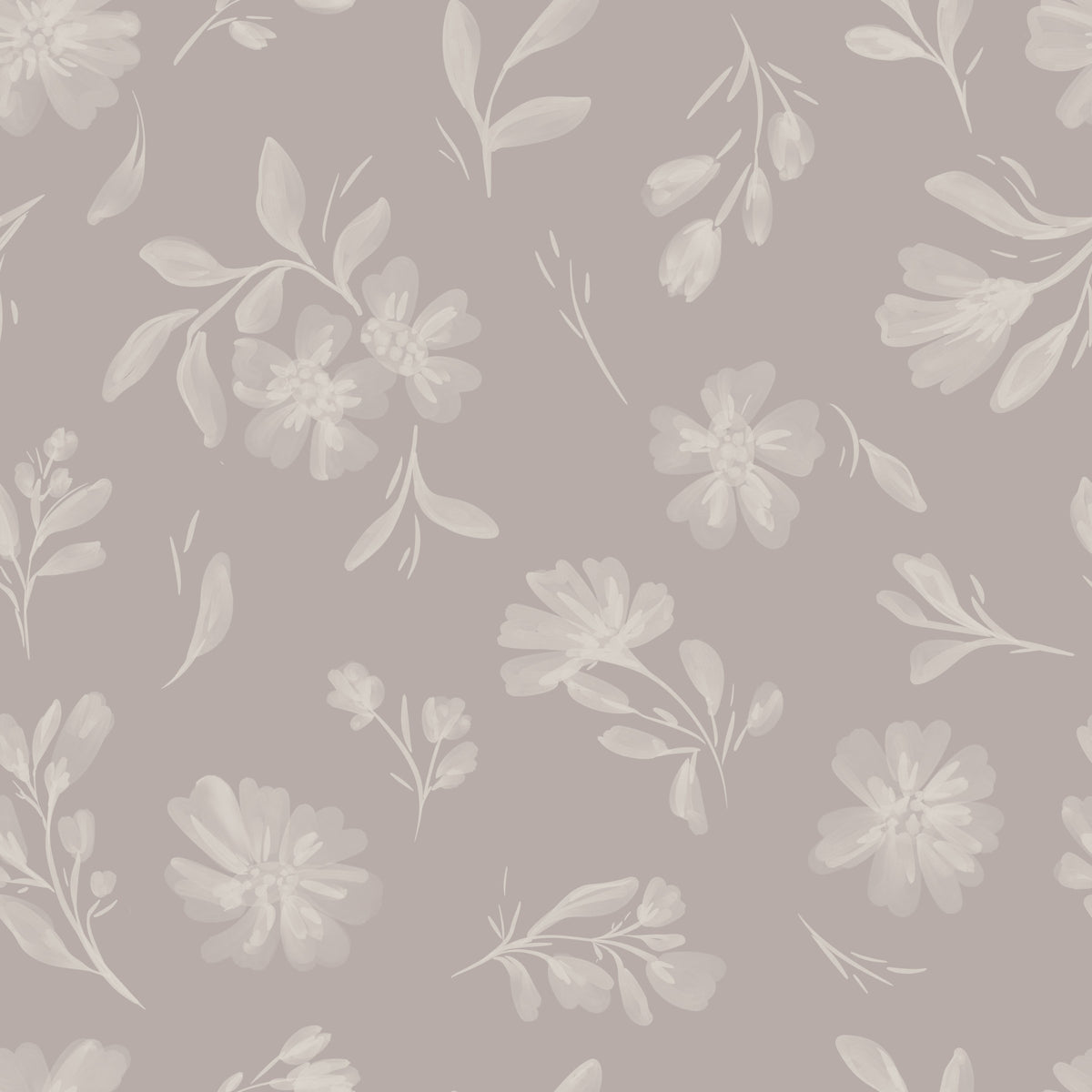 Soft Taupe Flora Wallpaper⁠
