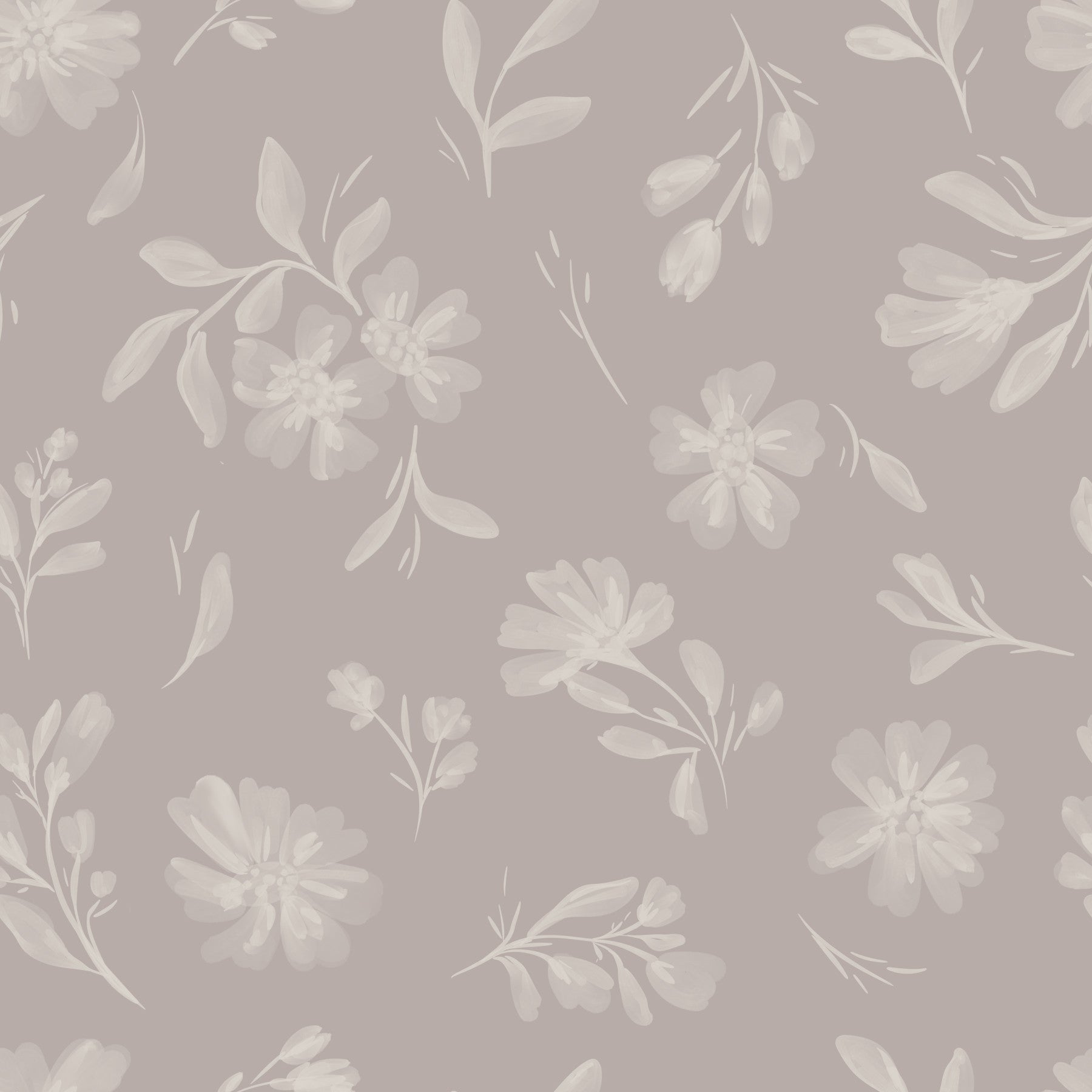 Soft Taupe Florals Wallpaper⁠