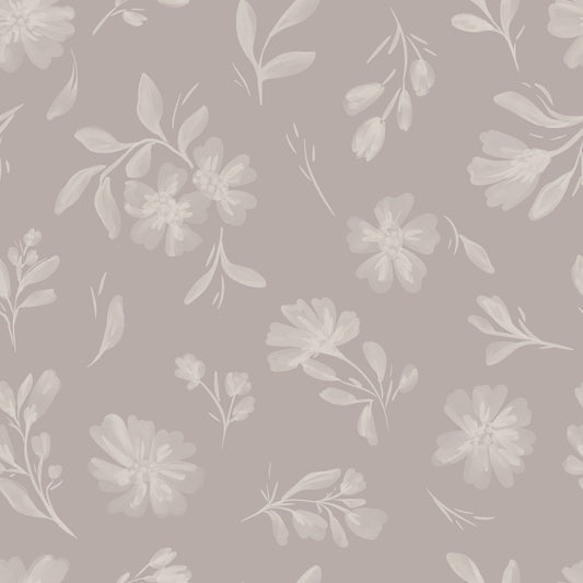 Soft Taupe Florals Wallpaper⁠