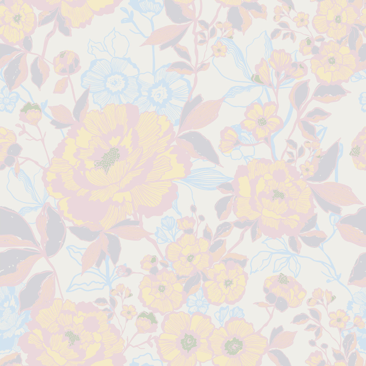 Bloom Hues: Soft Floral Art Wallpaper⁠ in your room — zoomed