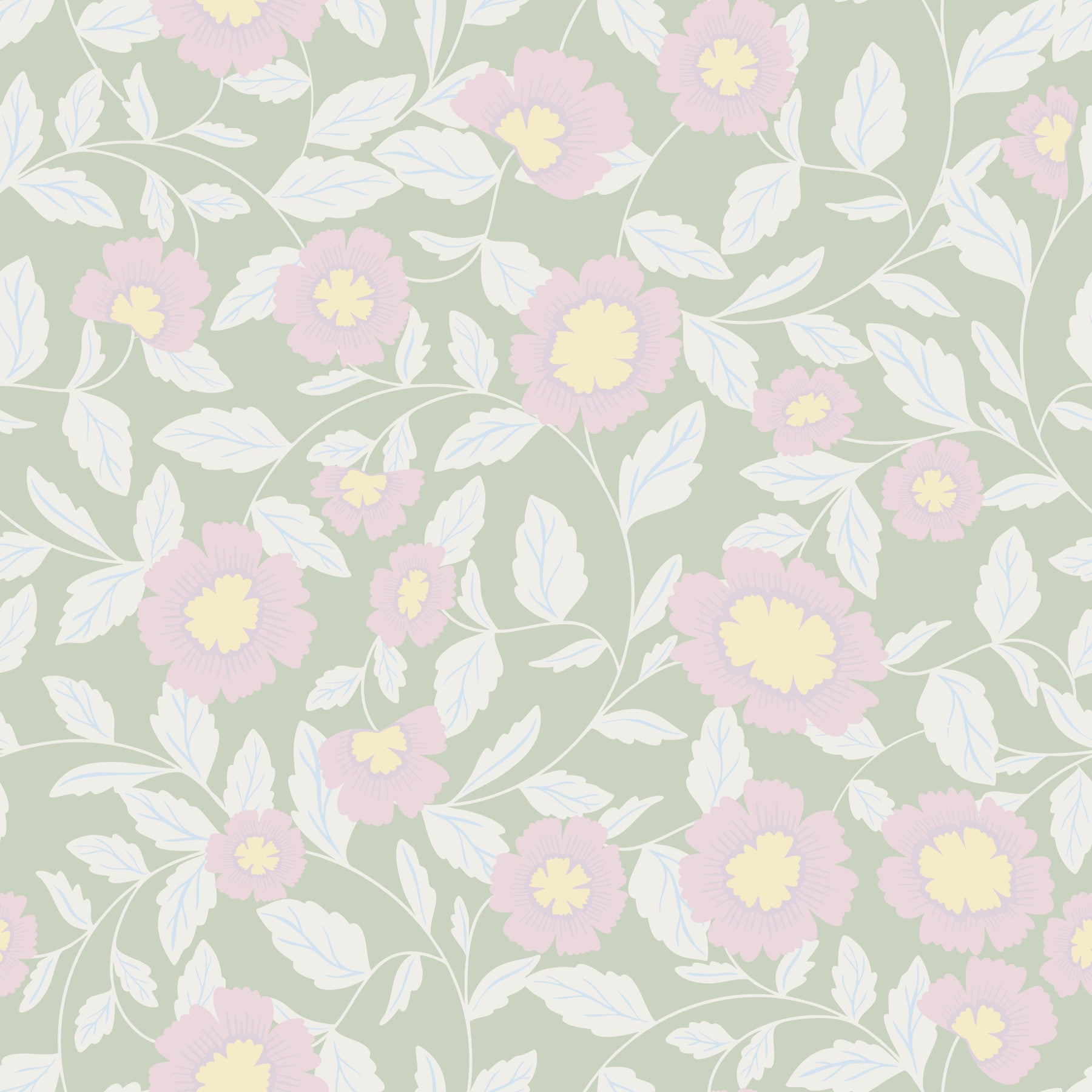 Pastel Blooms and foliage Wallpaper⁠