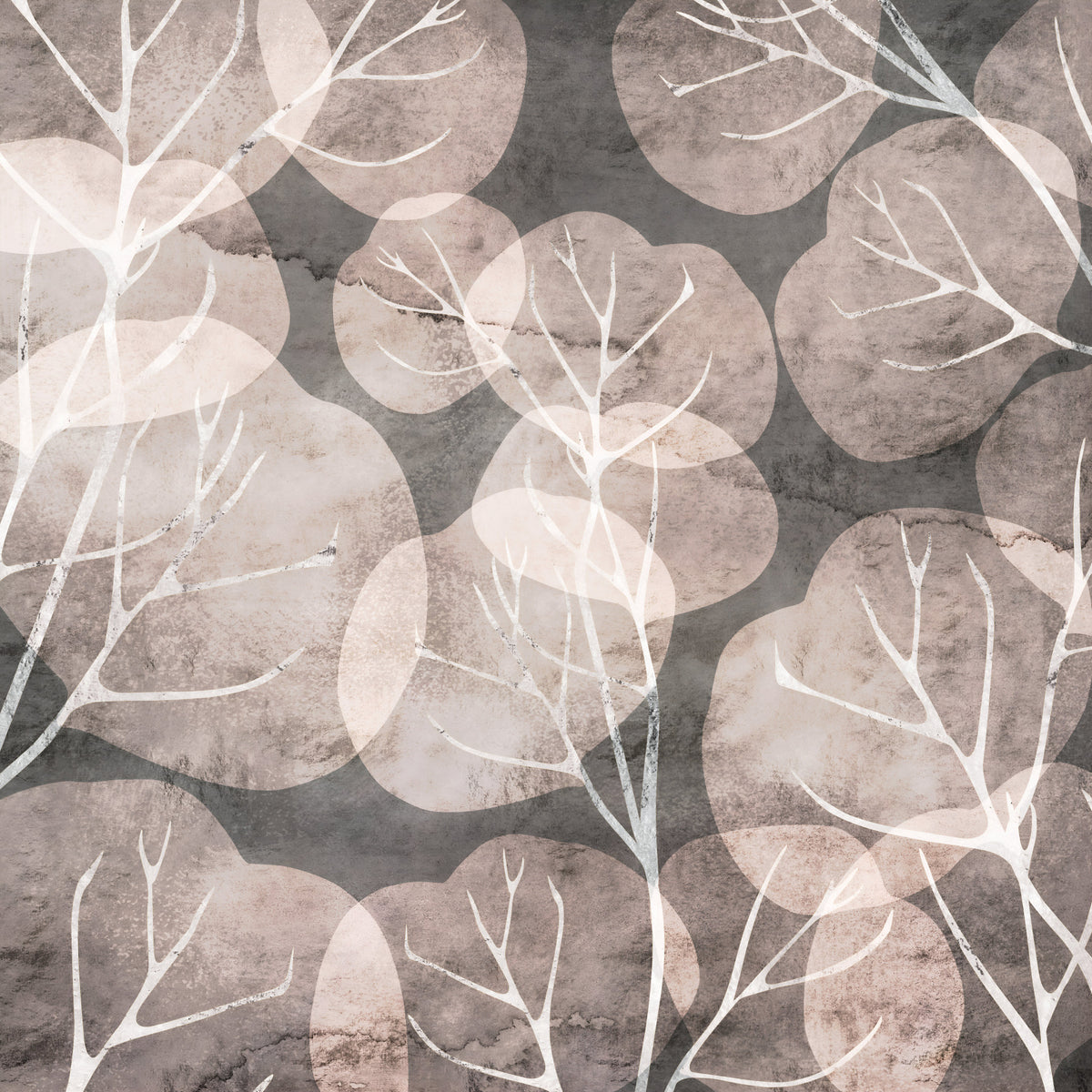 Midwinter Leaf - Pewter & Blush Wall Mural in your room