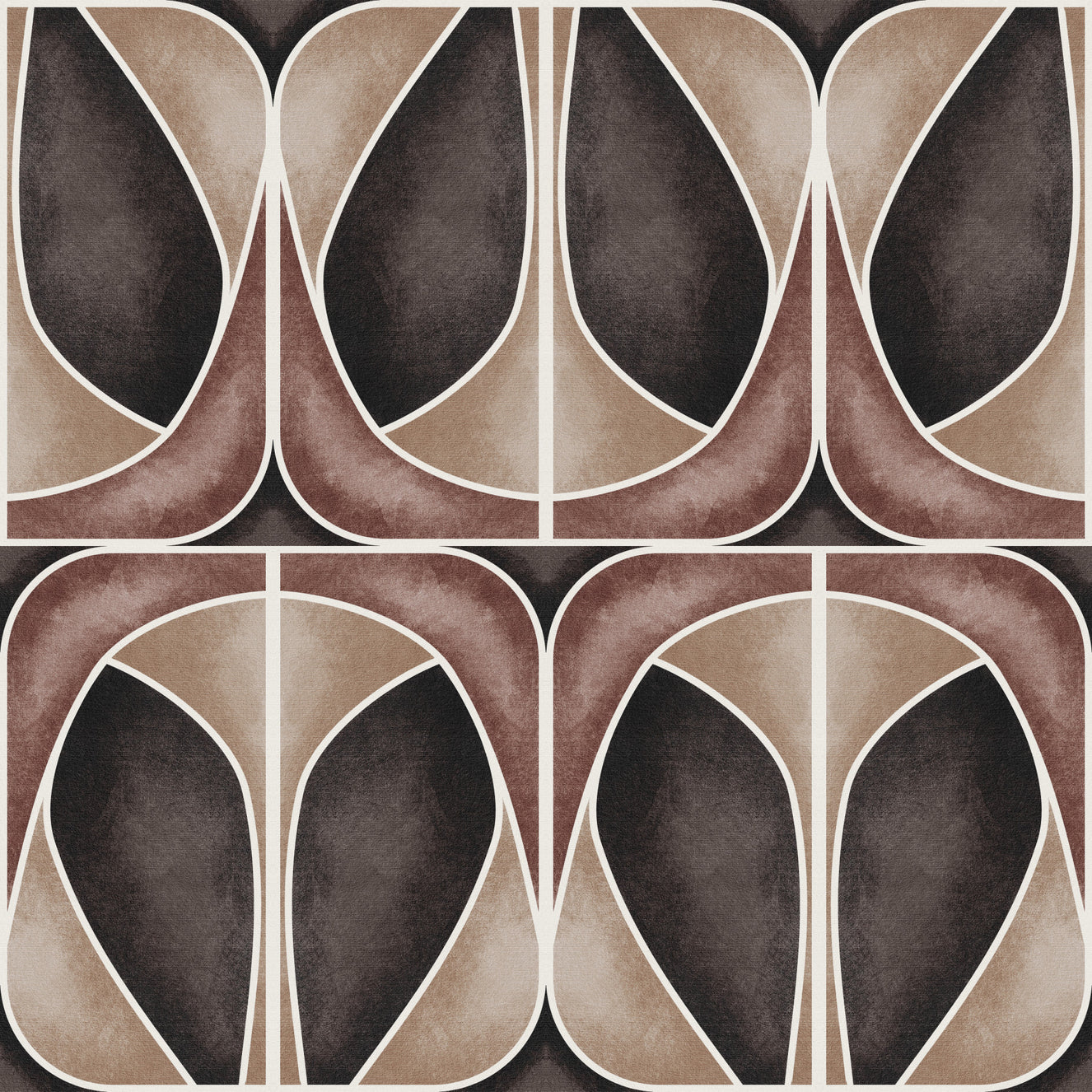 Softy Dèco Geometries -  Dramatic Coffee Wallpaper⁠