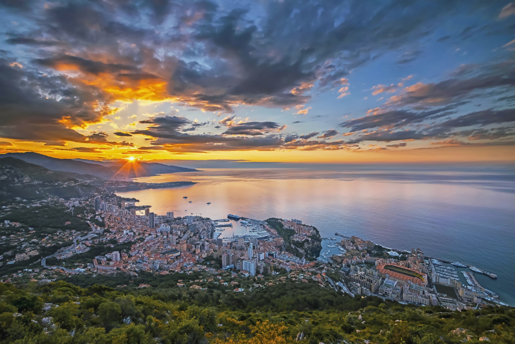 Monaco at Dawn Wall Mural