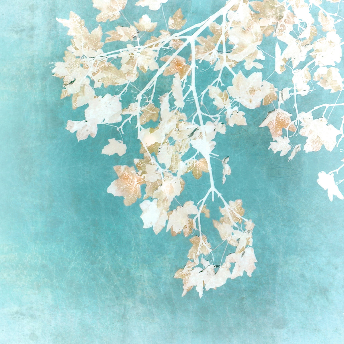 Teal Leaf Whispers Wall Mural
