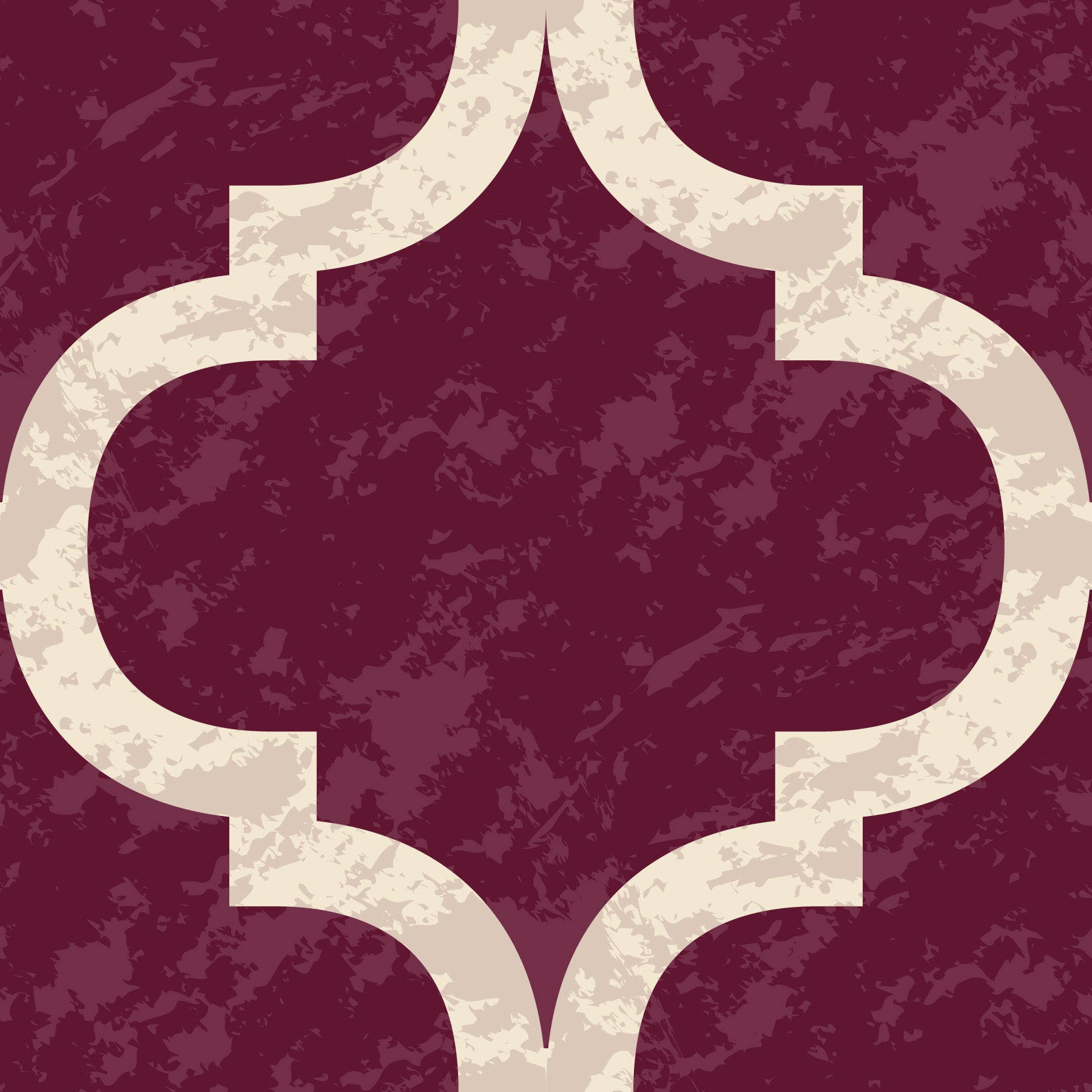 Moroccan ogee wallpaper in cabernet red with cream trellis