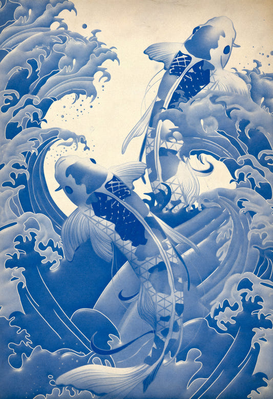 Deep Blue Koi Wall Mural