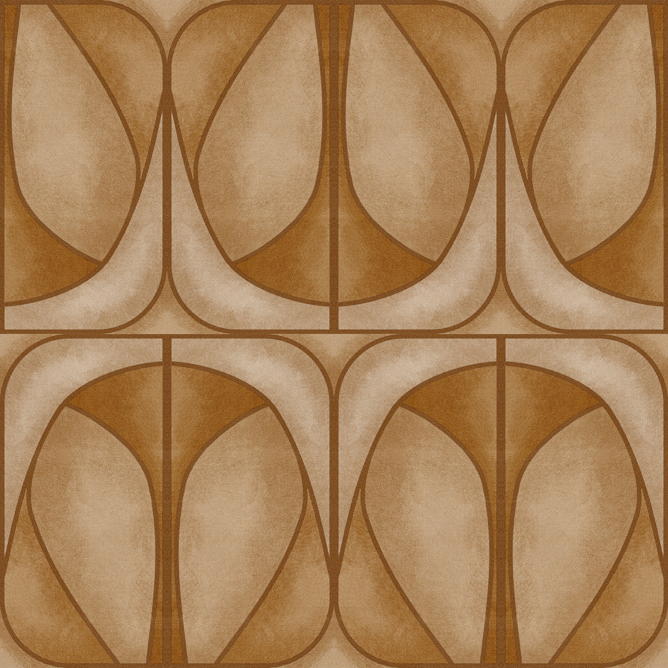 Softy Dèco Geometries - Warm Caramel Wallpaper⁠