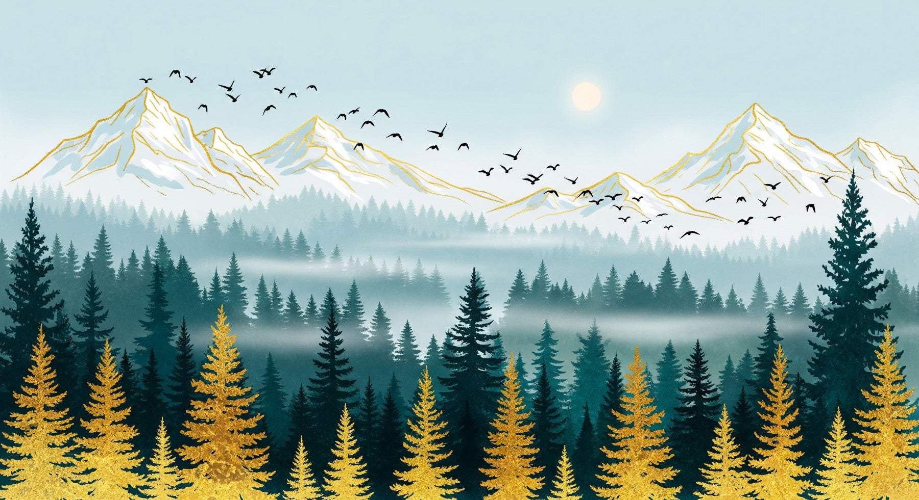 Emerald Forest Wall Mural in your room — zoomed