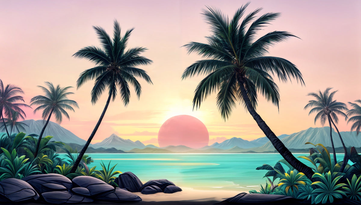 Tropical Sunset Wall Mural in your room