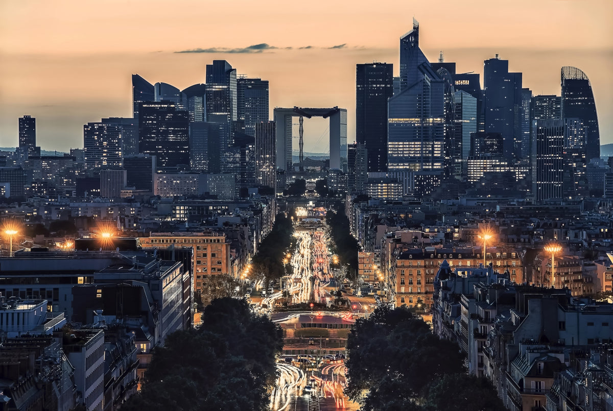 City of Lights at Dusk Wall Mural in your room