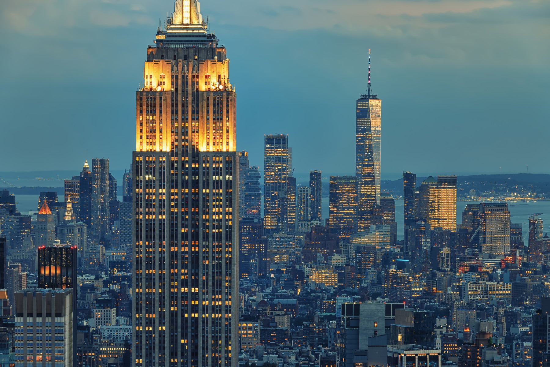 Empire State Building City Lights at Dusk wallpaper mural