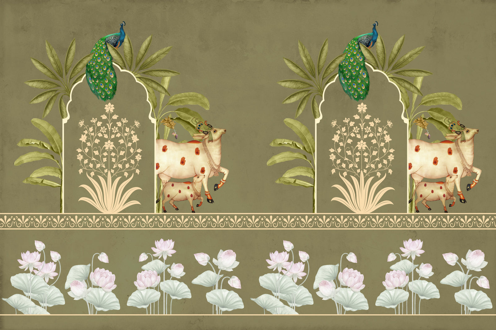 Tulsi-Green Kamdhenu Wall Mural in your room