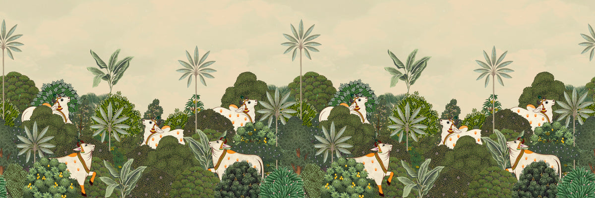 Tropical Pichwai Wall Mural in your room