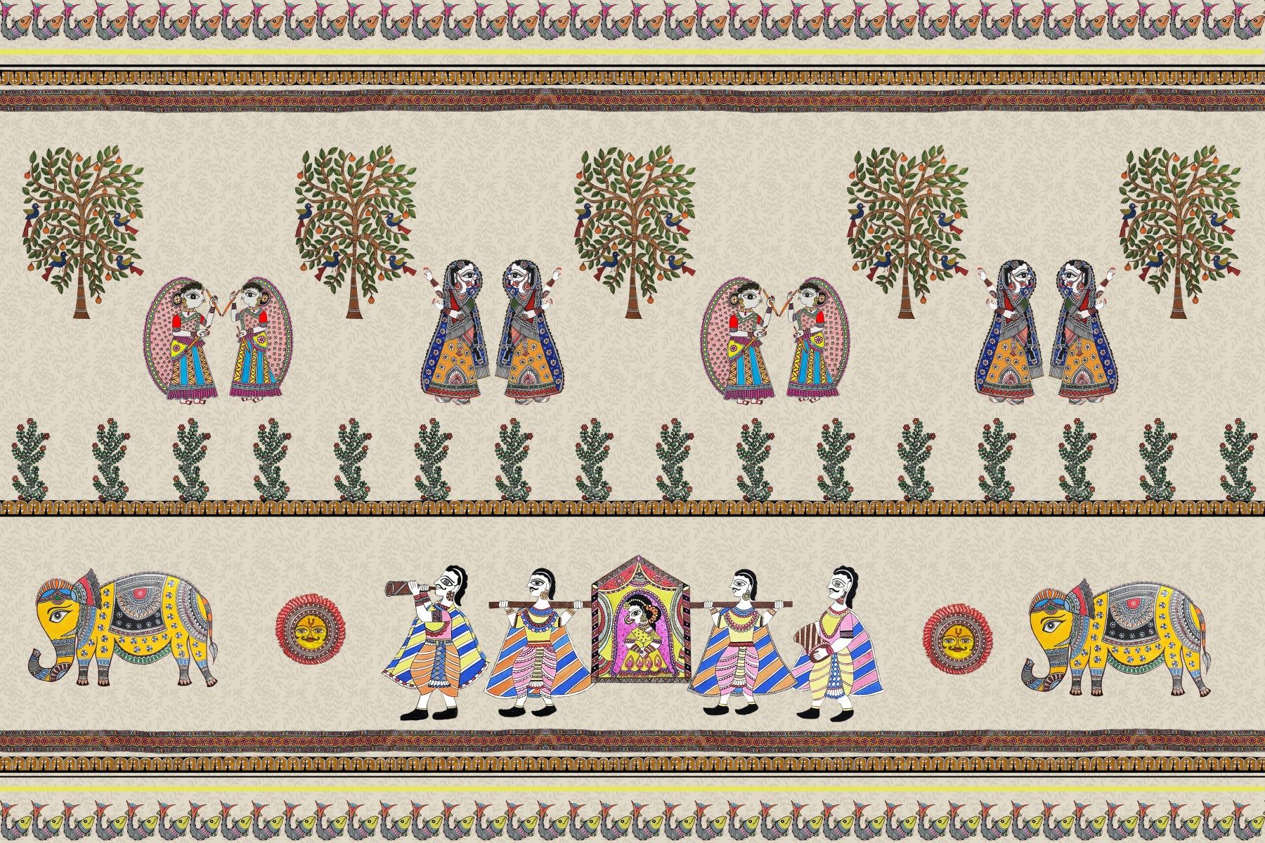 Mithila Majesty Wall Mural in your room — zoomed