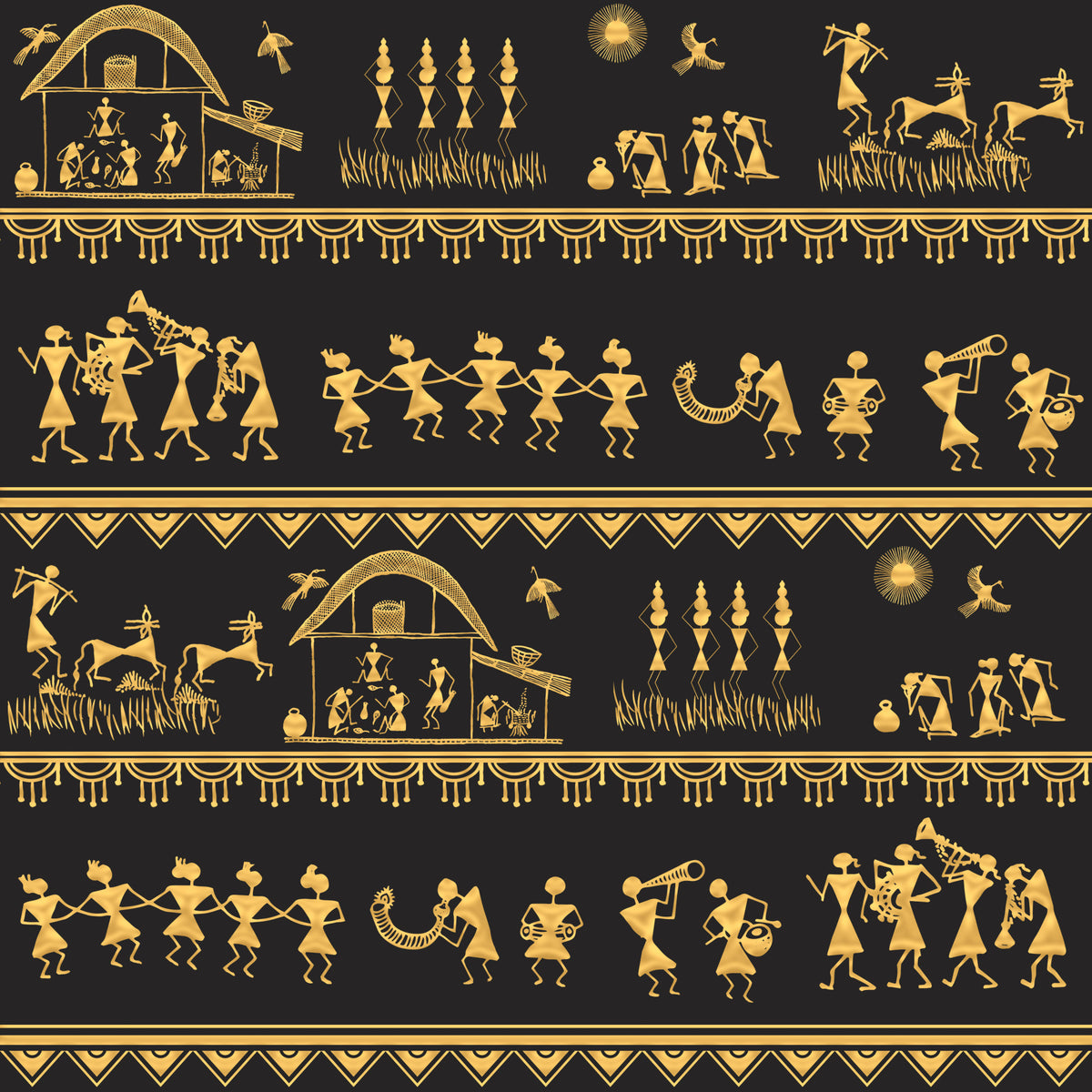 Warli Wisdom Wall Mural in your room