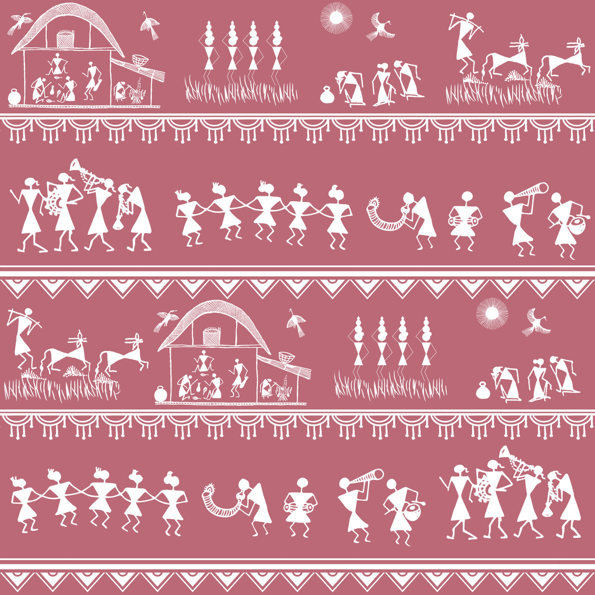 Warli Utsav Wall Mural in your room