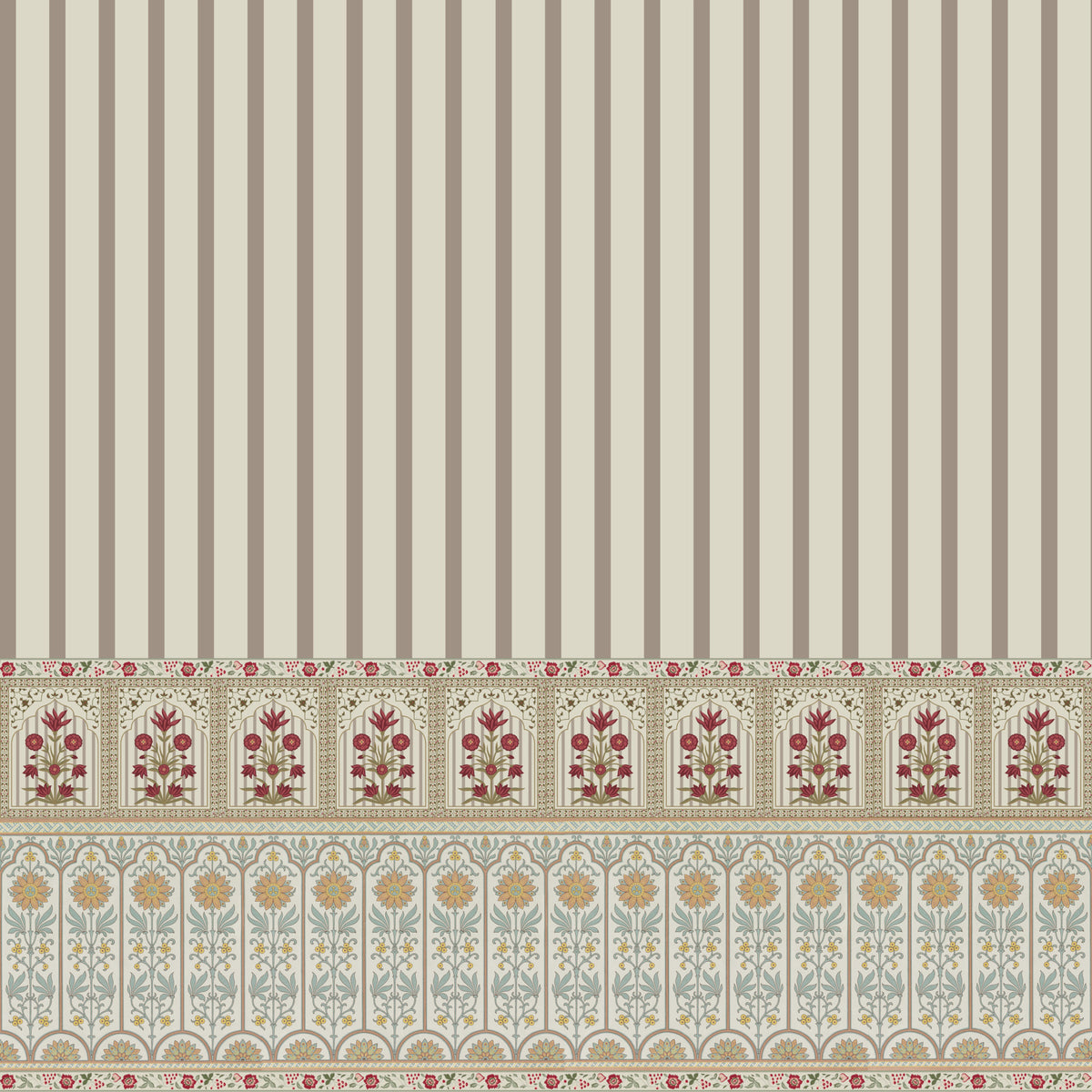 Regal Stripe & Bloom Wall Mural in your room — zoomed