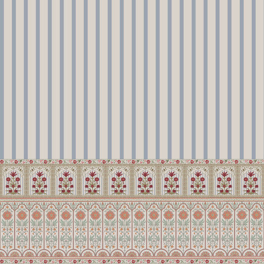 Regal Bloom Stripes Wall Mural