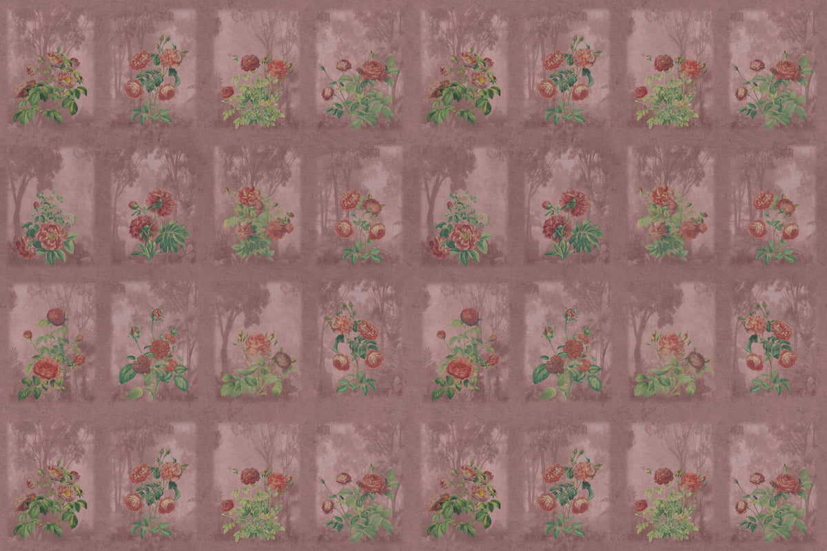 Vintage Rosewood Garden Wall Mural in your room — zoomed
