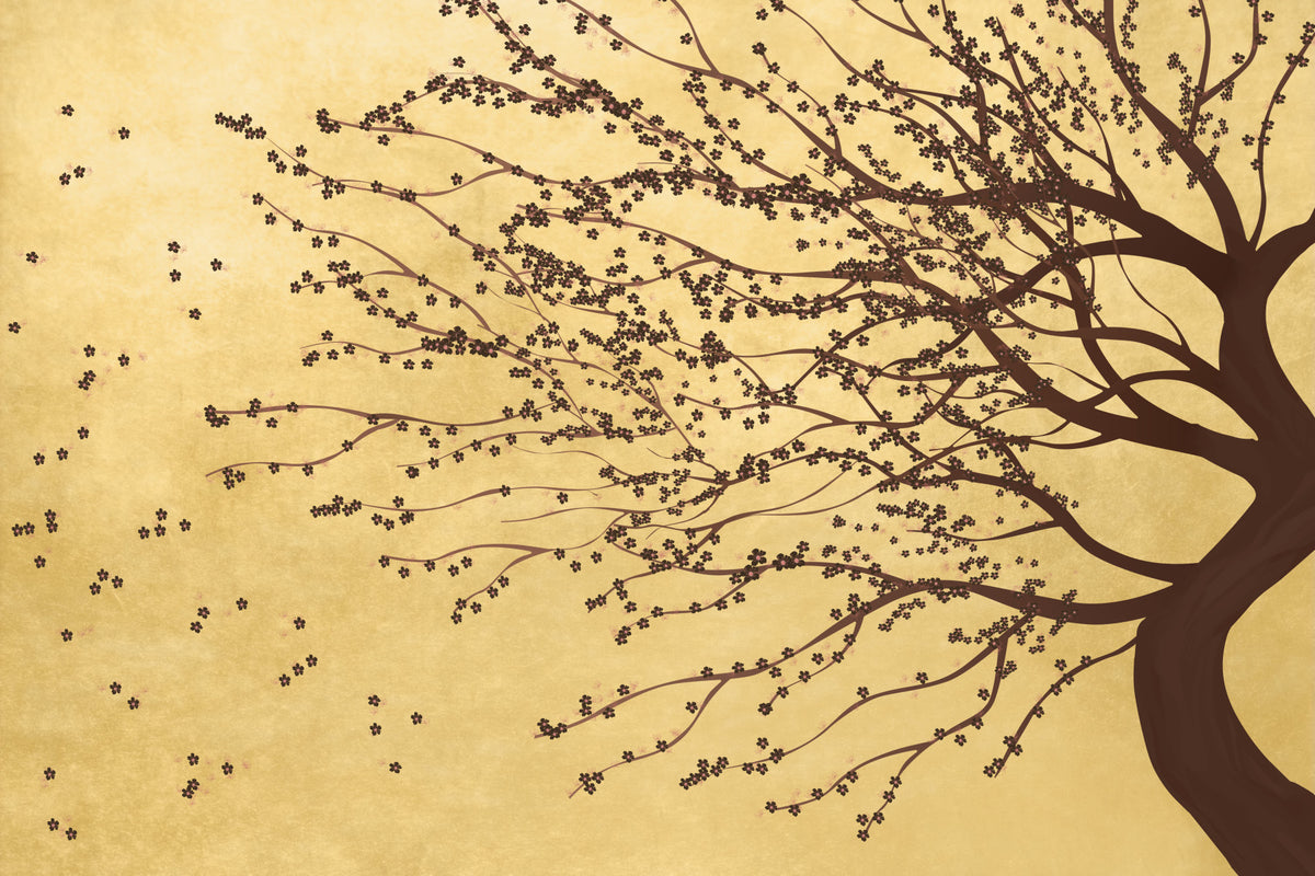 Golden Bloom Breeze Wall Mural in your room — zoomed