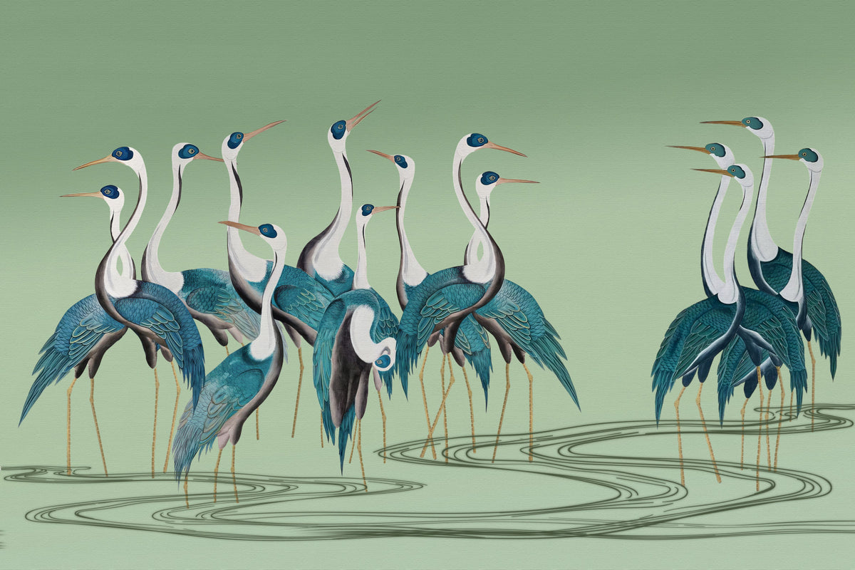 Crane Chorus Wall Mural in your room