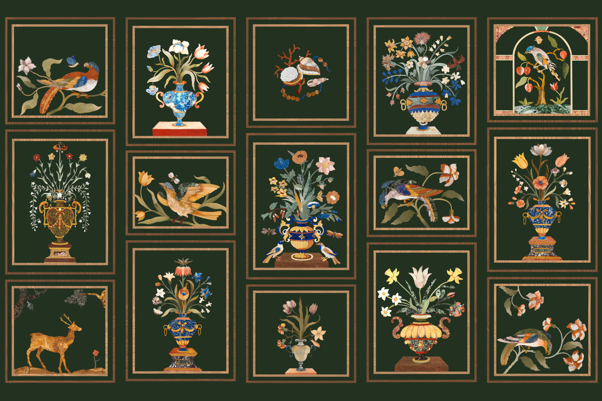 Floral & Fauna Panels Wall Mural in your room — zoomed