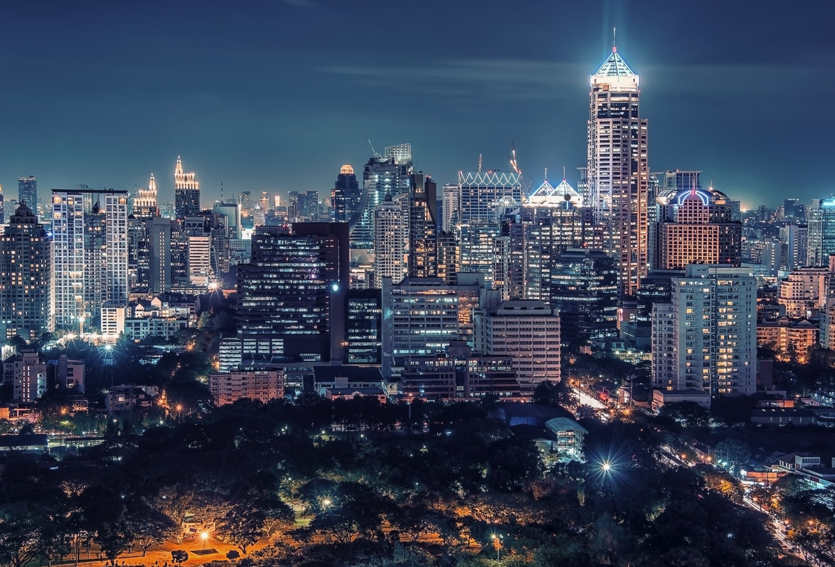 Night Cityscape Wall Mural in your room — zoomed