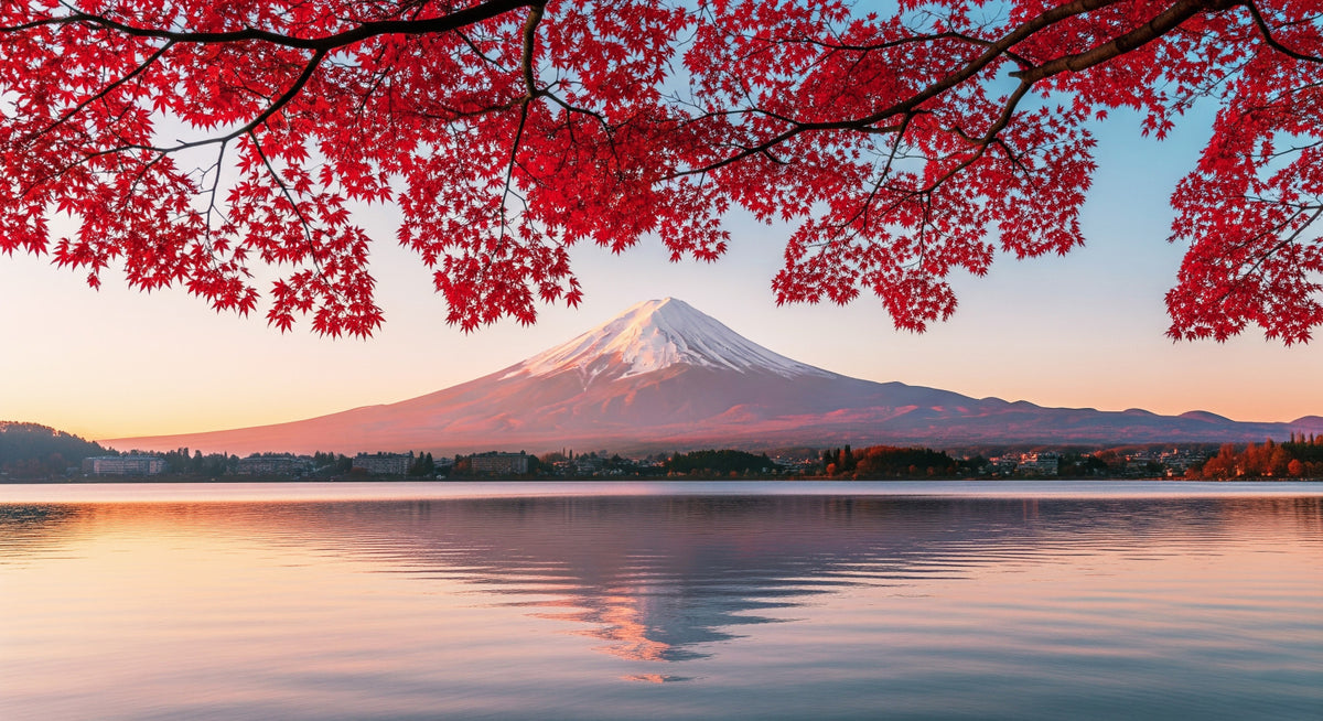 Fuji's Autumn Glow Wall Mural in your room — zoomed