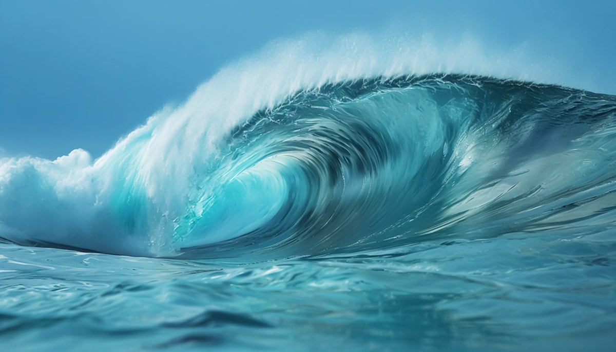 Ocean Wave Serenity Wall Mural in your room — zoomed