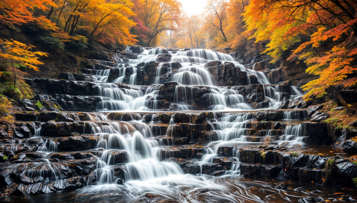 Autumn Waterfall Wall Mural in your room