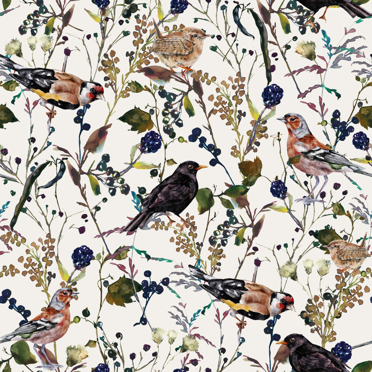 Berry Song Birds  Wallpaper⁠ in your room — zoomed