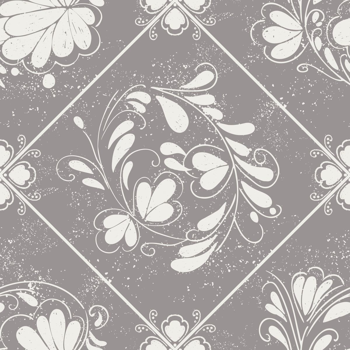 Distressed Floral Tiles Wallpaper⁠ in your room