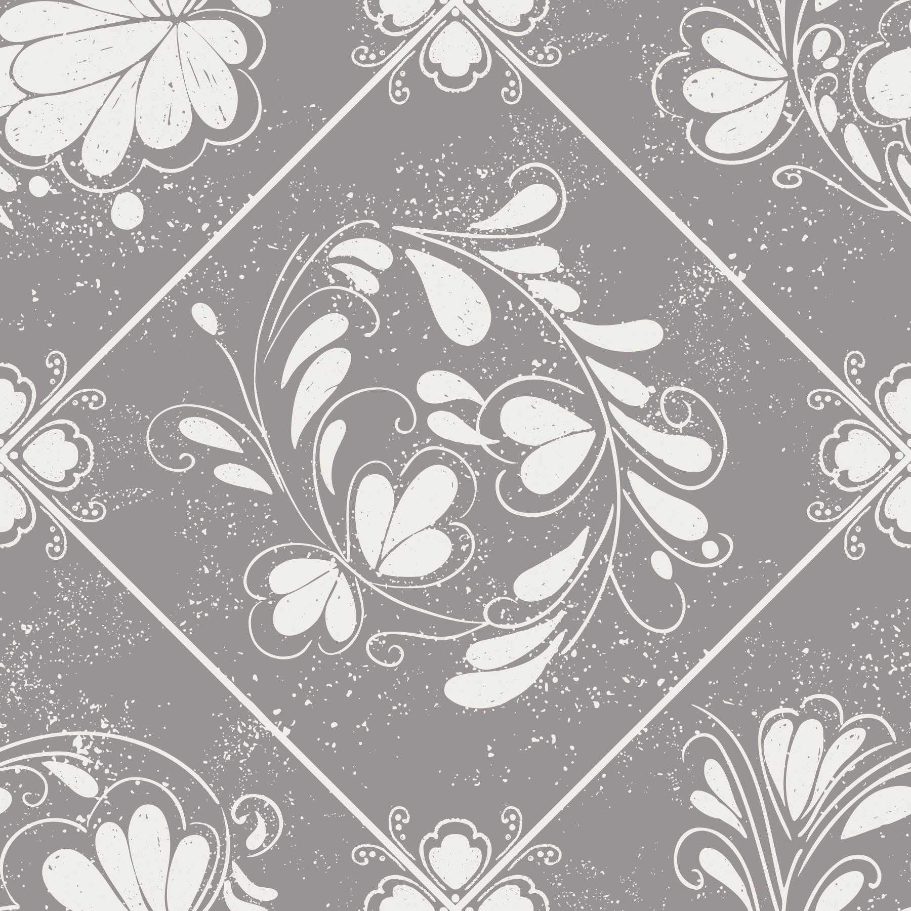 Distressed Floral Tiles Wallpaper⁠