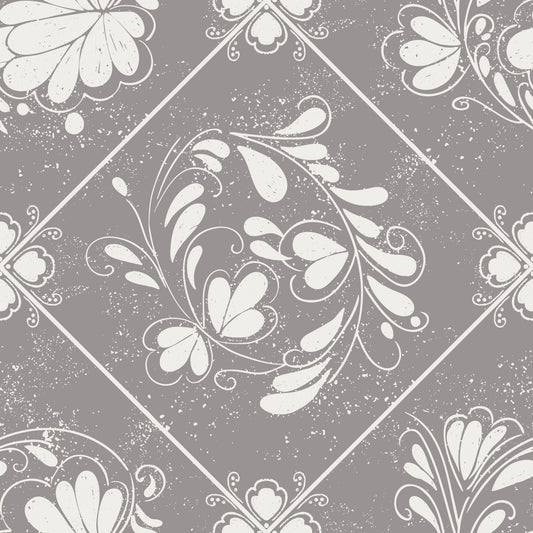 Distressed Floral Tiles Wallpaper⁠