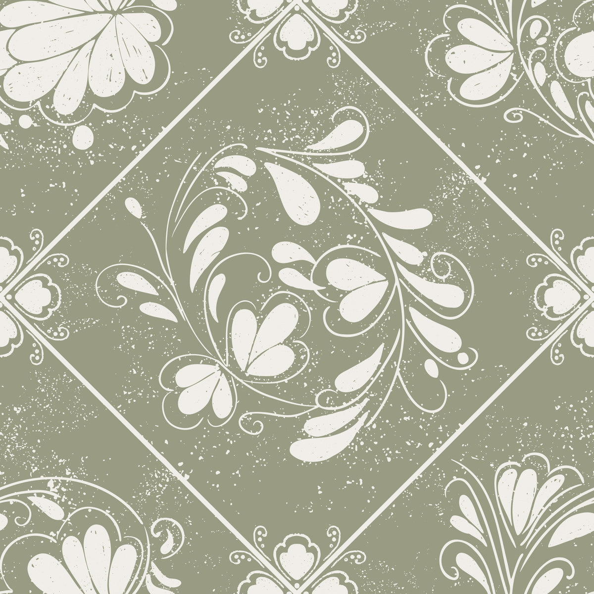 Distressed Diamond Flora Wallpaper⁠ in your room