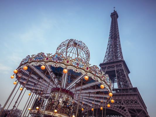 Carousel with the Eiffel Tower Wall Mural