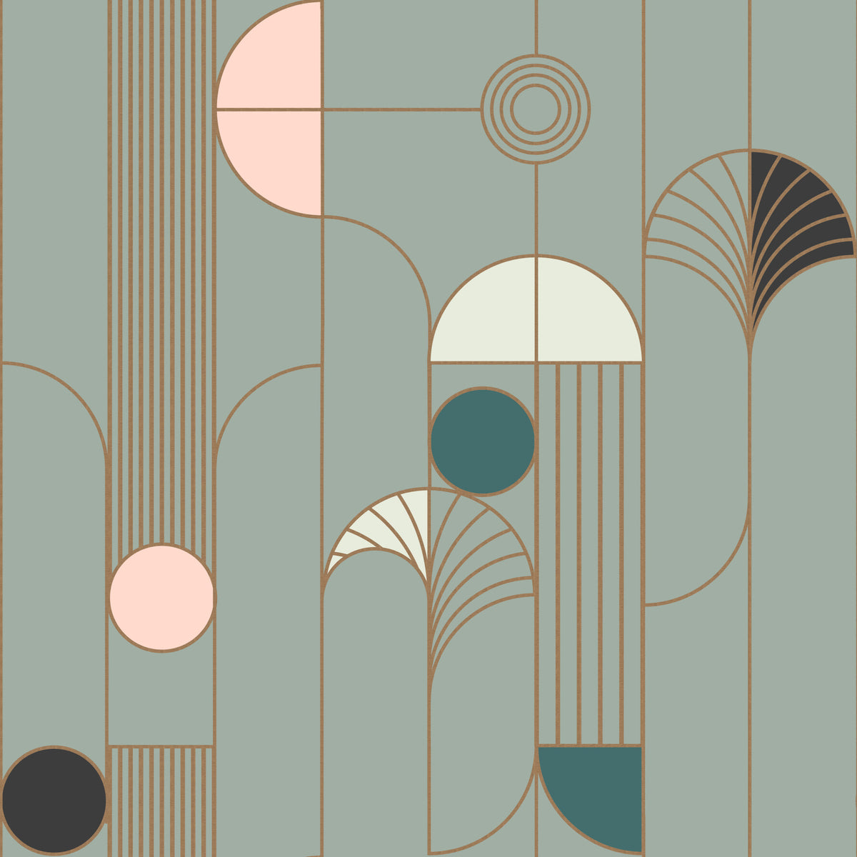 Art Deco Geometric Harmony Wallpaper⁠ in your room — zoomed