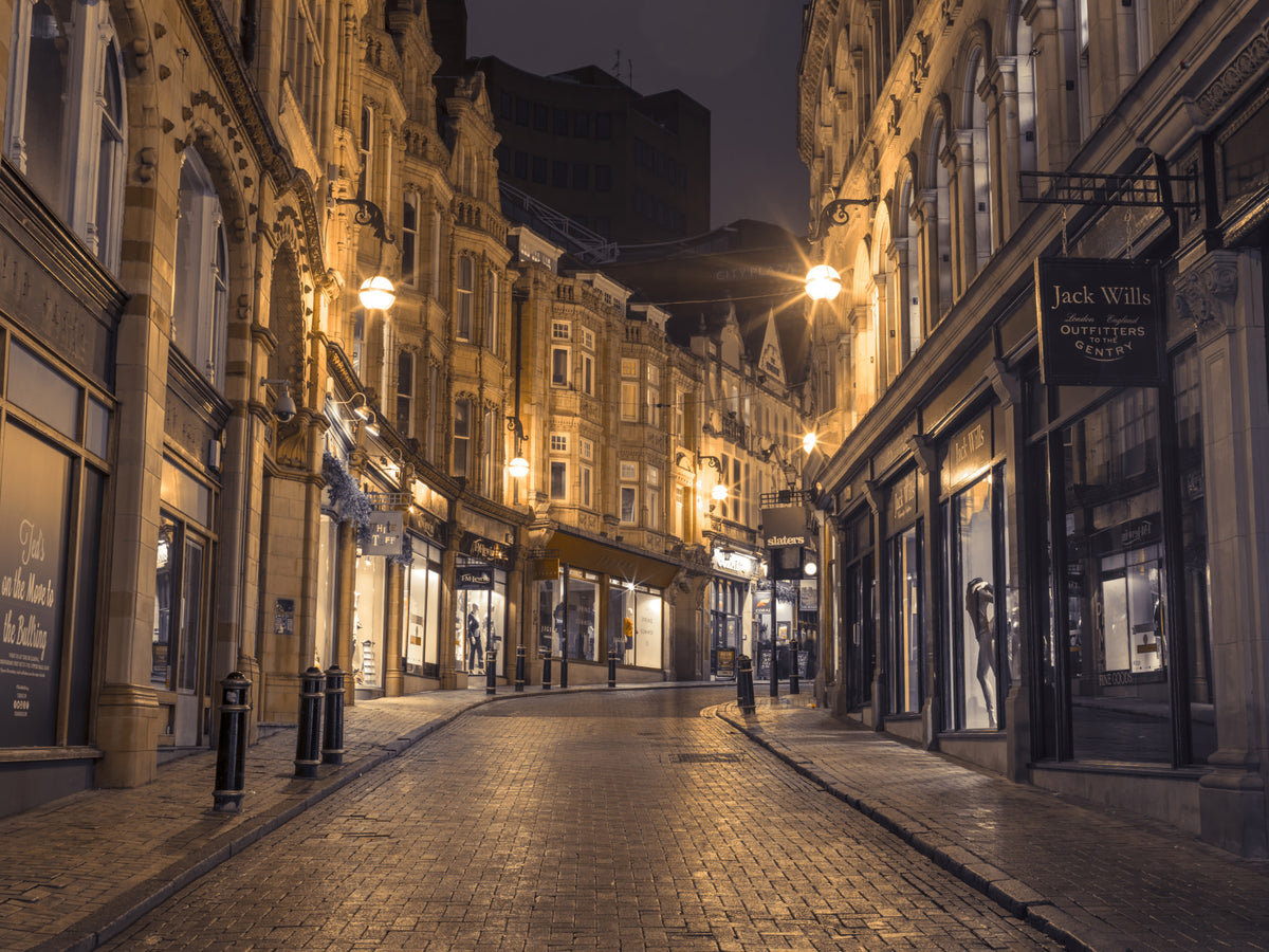 Cobblestone Street Nights Wall Mural in your room — zoomed