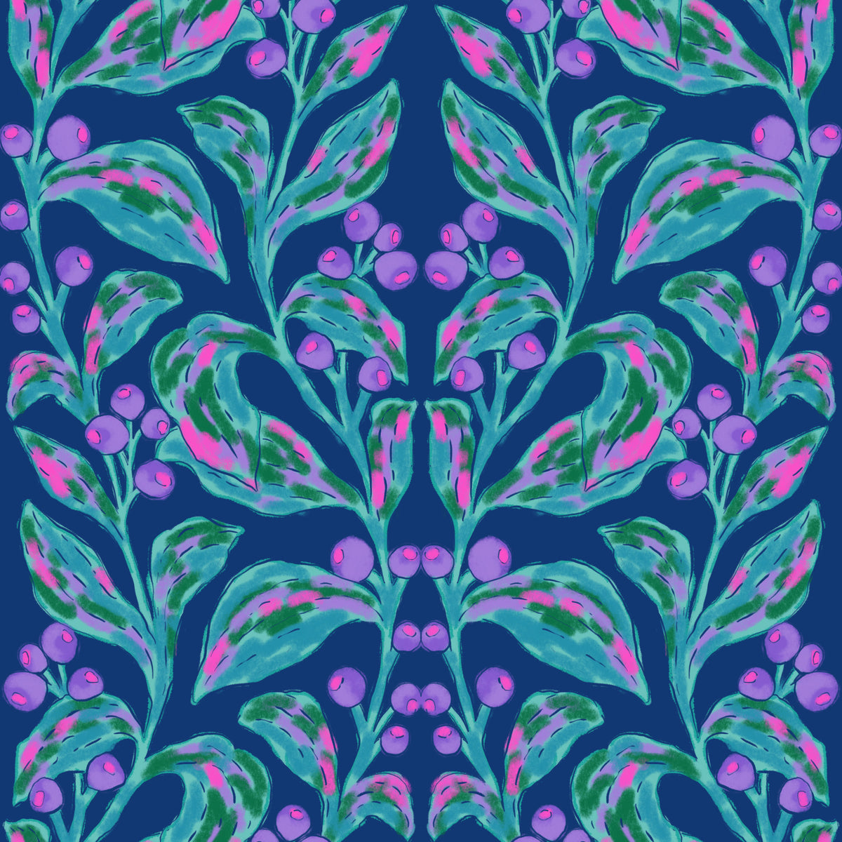 Indigo electric leaves Wallpaper⁠
