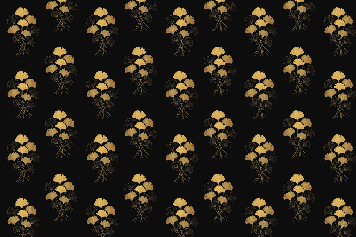 Ginkgo Luxury Gold Wall Mural in your room — zoomed