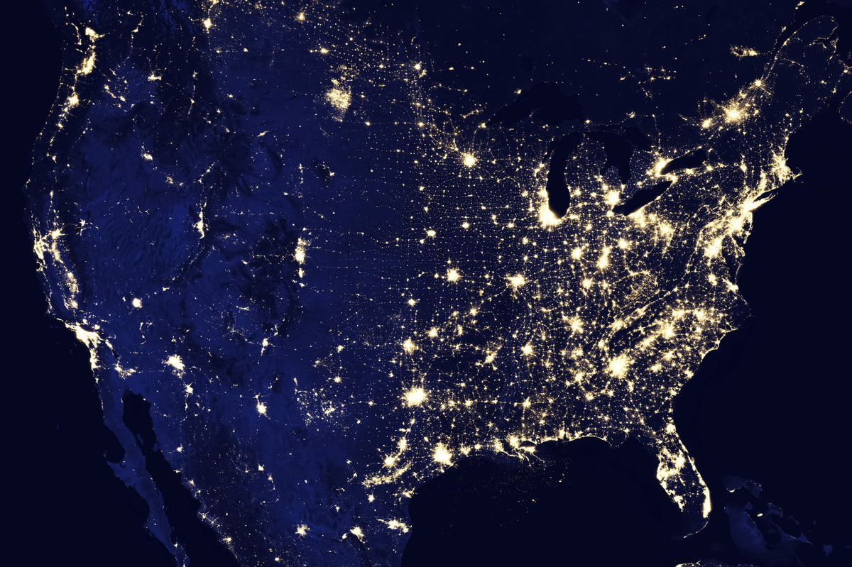 City Lights USA Wall Mural in your room — zoomed