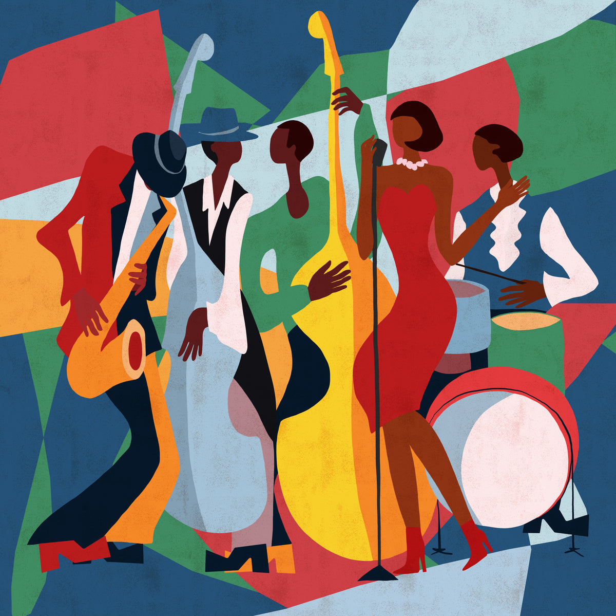 Jazz Ensemble Wall Mural in your room — zoomed