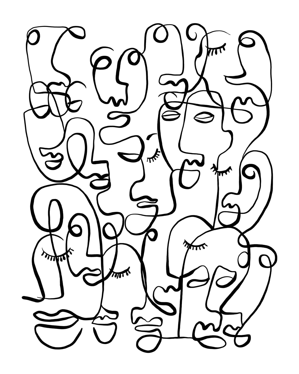 Abstract Portraits Wall Mural in your room — zoomed