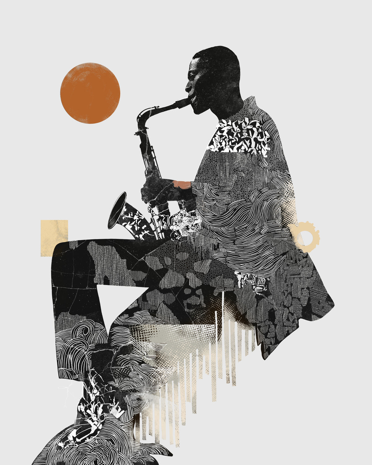 Urban Jazz Wall Mural in your room — zoomed