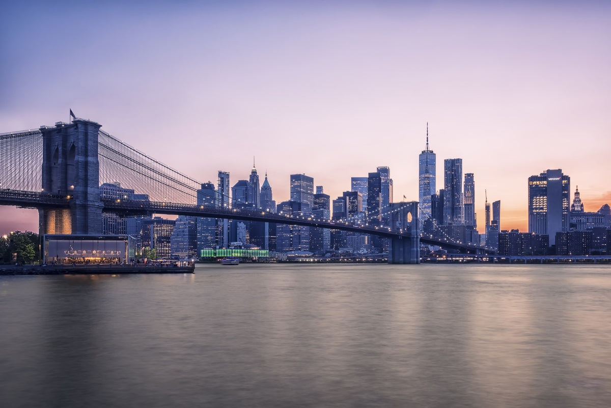 NYC Bridge at Dusk Wall Mural in your room