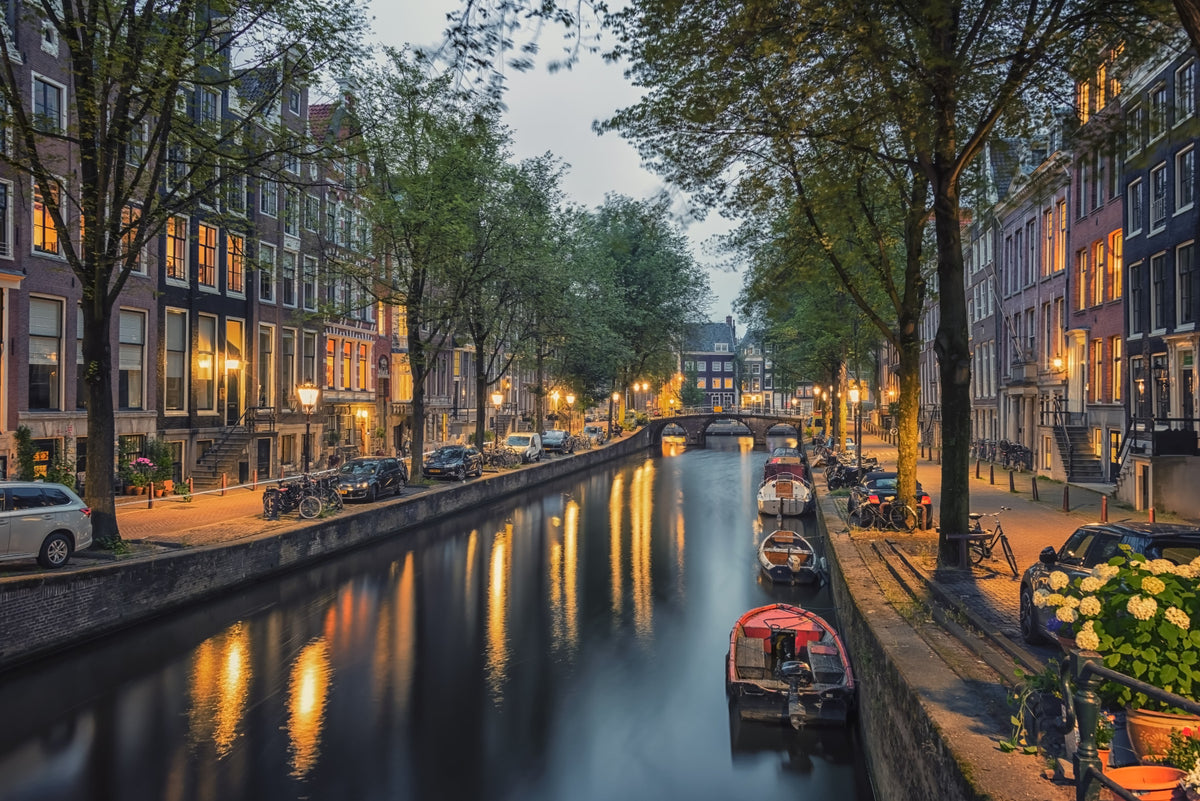 Amsterdam Canal Lights Wall Mural in your room