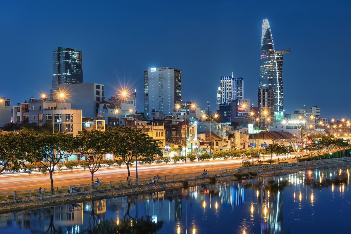 Saigon Skyline Night Wall Mural in your room