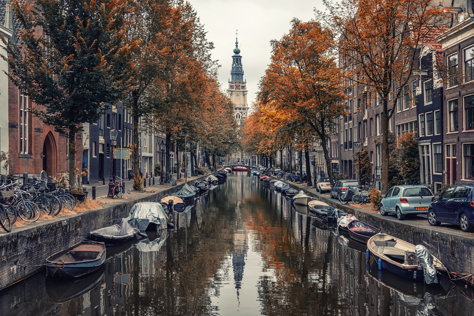 Autumn Canal Charm Wall Mural