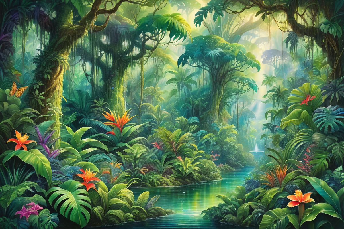 Lush Rainforest Retreat Wall Mural in your room — zoomed